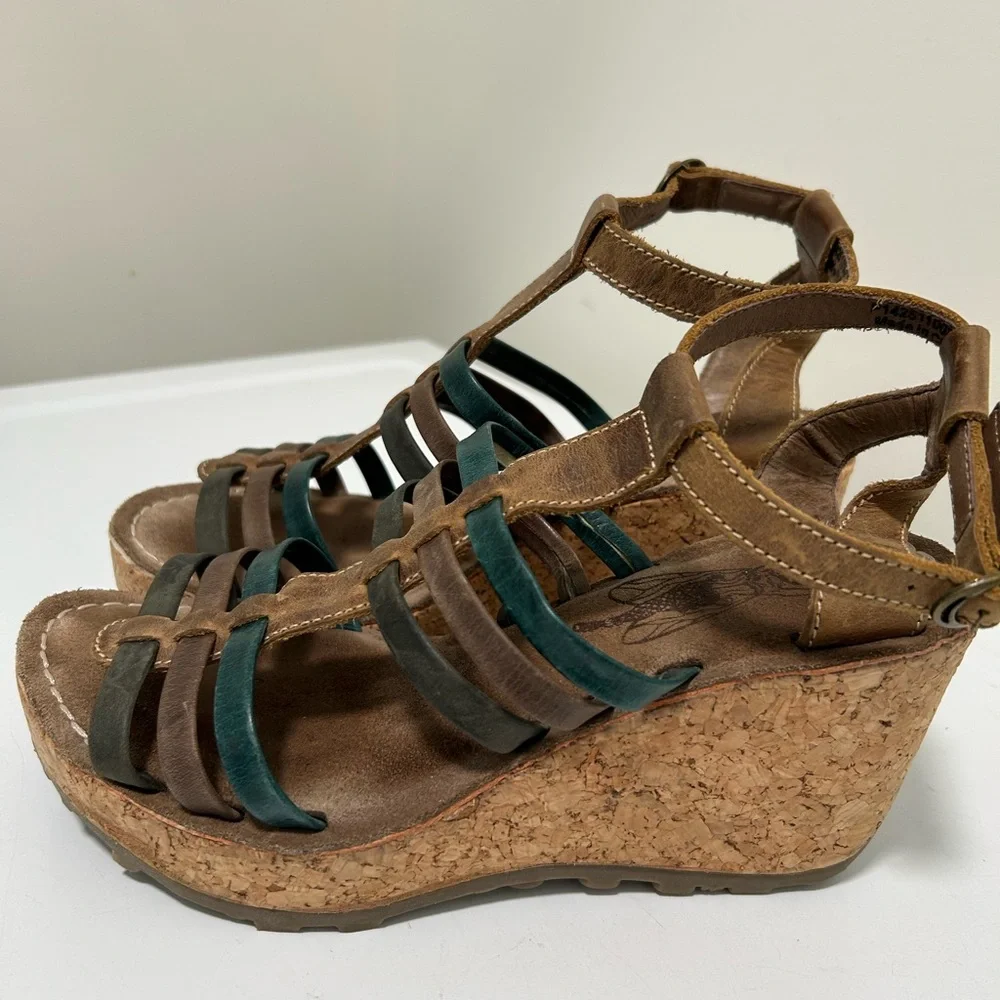 Fly Girl Wedge Sandals Brown Blue Size 8 - 8.5 US 39 EU